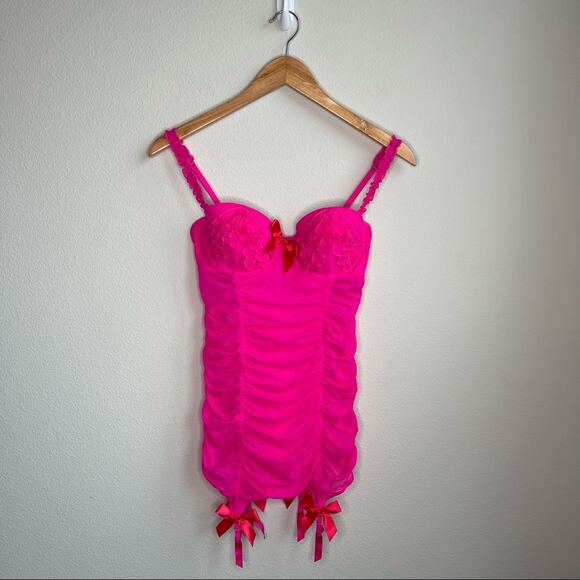 Victoria's Secret "Sexy Little Things" Hot Pink Corset Lingerie Bustier 34C - Picture 2 of 10